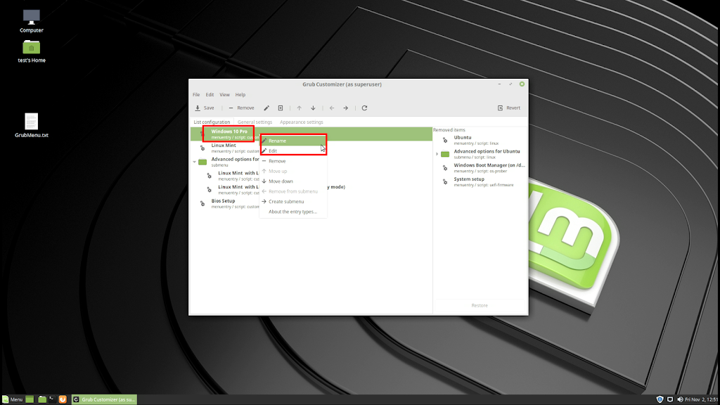 Как изменить порядок загрузки в grub linux mint